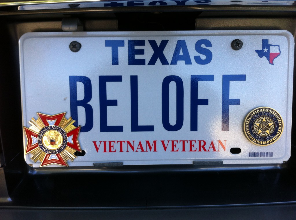 Alex's Texas Vietnam Veteran license plate